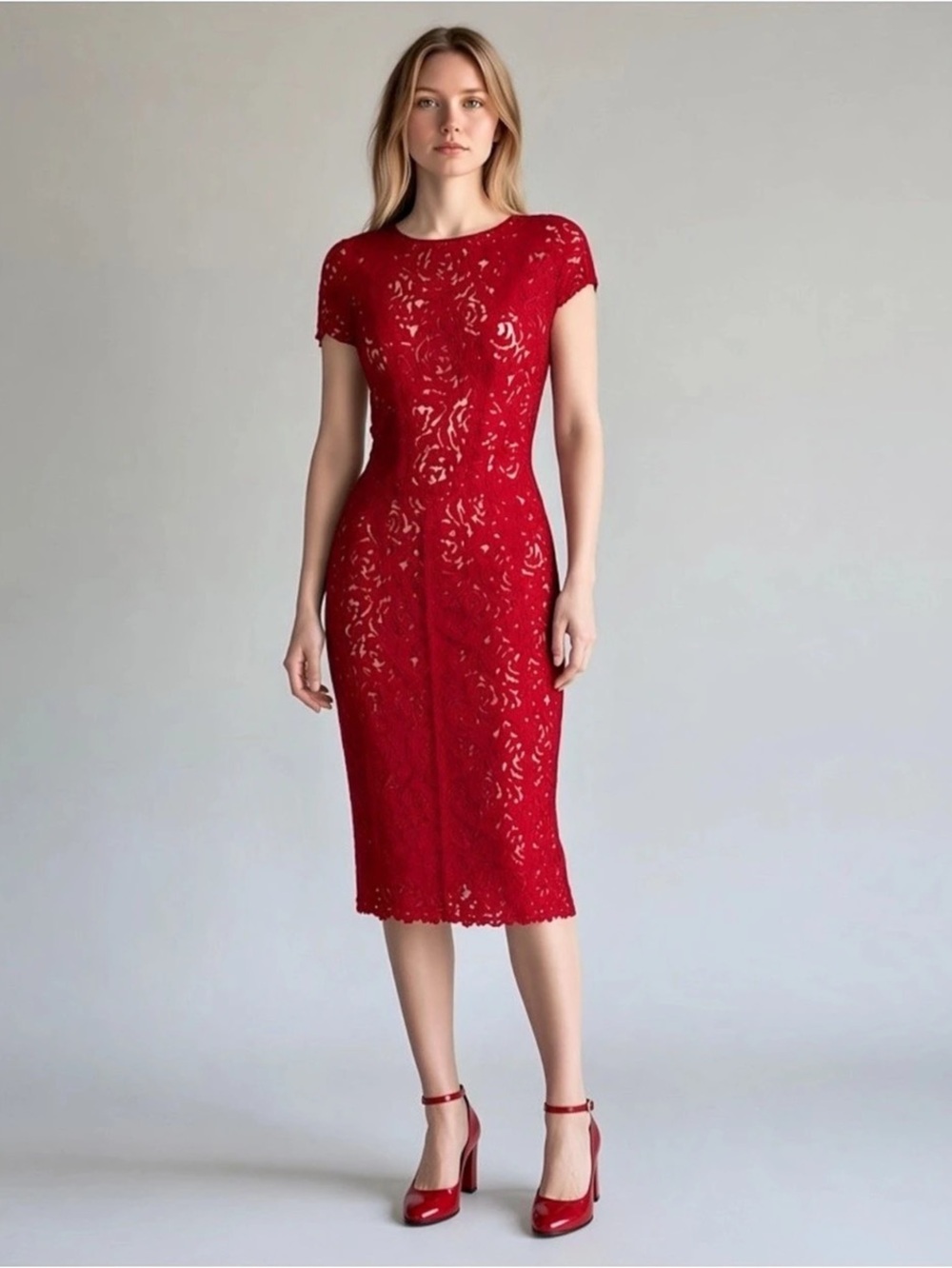 Nina Ricci Floral Lace Midi Dress Size 38